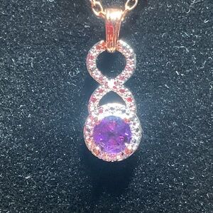 Unbranded Gold-Tone Pendant Necklace with African Amethyst & Diamond